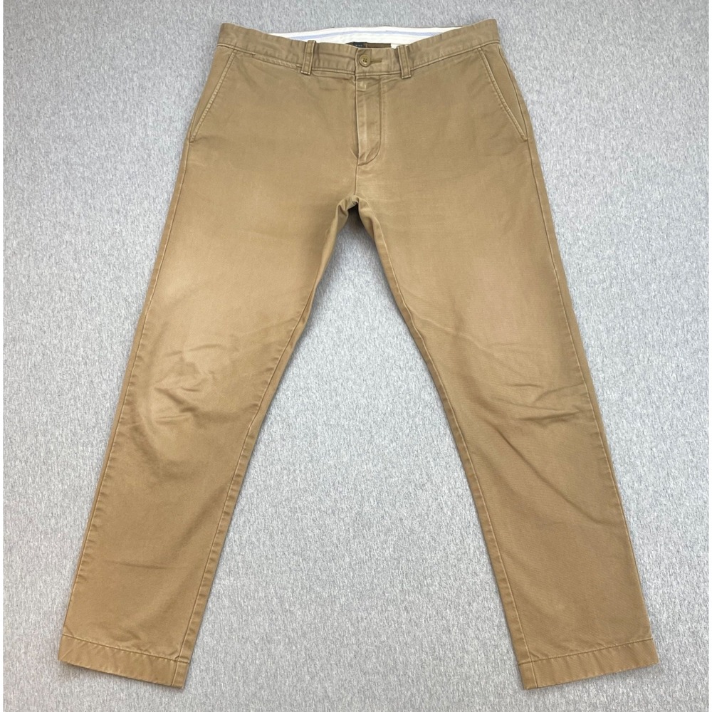 J Crew Pants Mens 33 x 30 Brown 100% Cotton 484 Straight Flat Front Chino